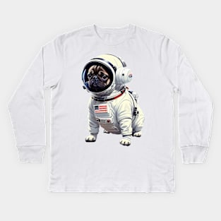 Pug-tastic Space Explorer in a Futuristic Suit Kids Long Sleeve T-Shirt